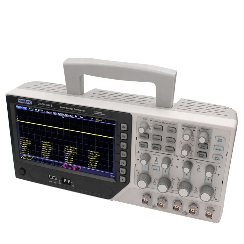 Hantek DSO4204B USB Oscilloscopes Digital 4Channels 200Mhz 1GS/s Sample Rate PC LDC Display Electric Osciloscopio 7 Inch 64K