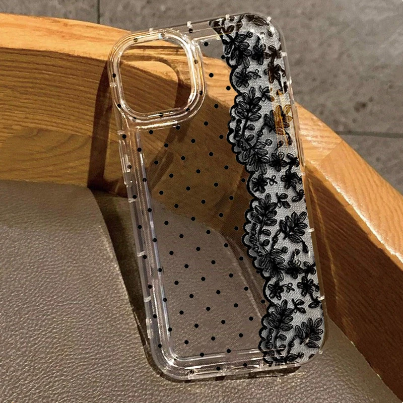 

Vogue Dotted Lace Splicing Phone Case For Xiaomi Redmi Note 11 12 13 Pro Plus 5G 13C 12C 4G 12 11 10S TPU Lens Protection Cover