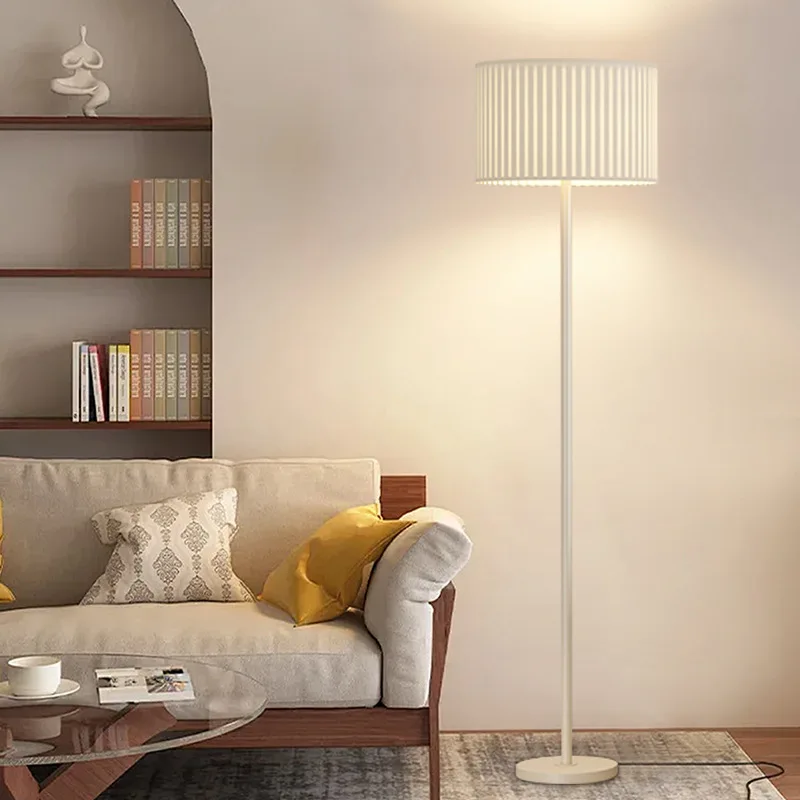 French Fabric Floor Lamp Nordic Living Dining Room Sofa Side Home Decor Lighting Bedroom Bedside Vertical Atmosphere Table Light