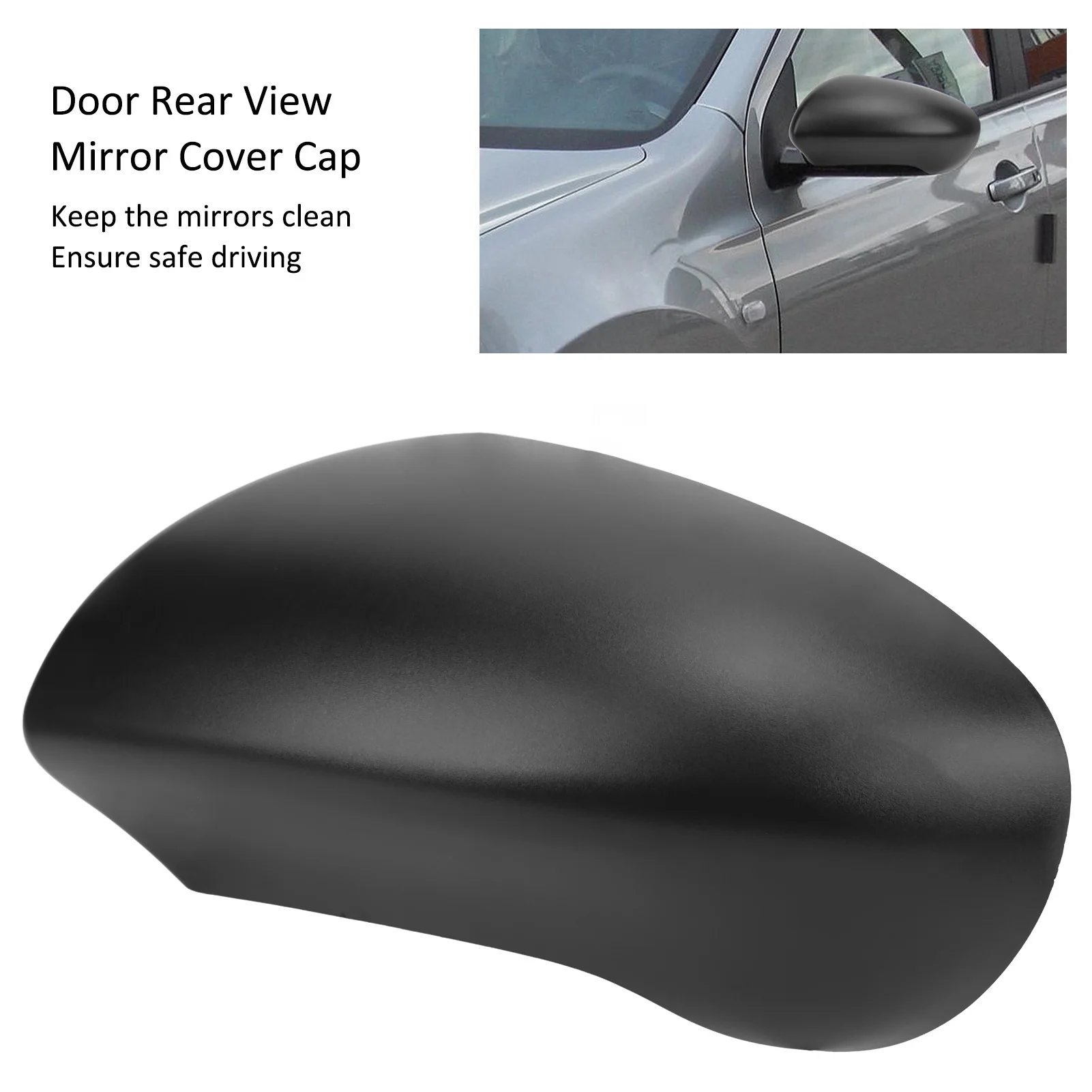 Door Rear View Mirror Cover Left Right Side ABS Black Door Wing Mirror Cover Cap Replacement for Nissan Qashqai J10 2007‑2014