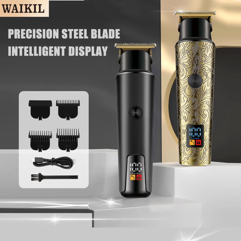 

WAIKIL Professional Men's Barber Hair Electric Pusher USB Charging Cordless Trimmer LED Digital Display Portable Hair clipper