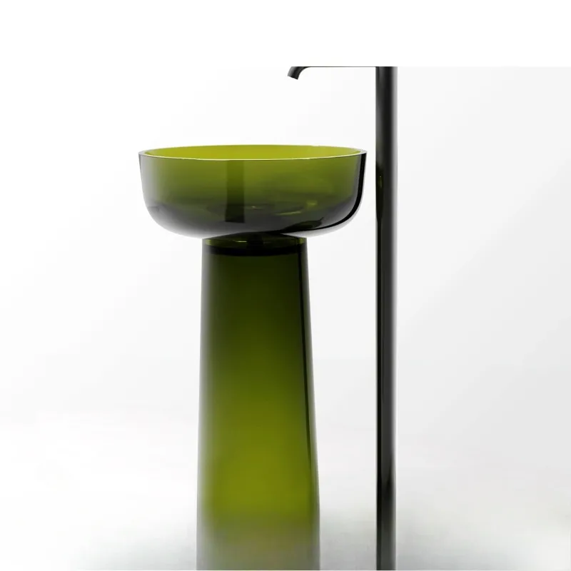 Integrated transparent column basin B & B hotel circular wash basin