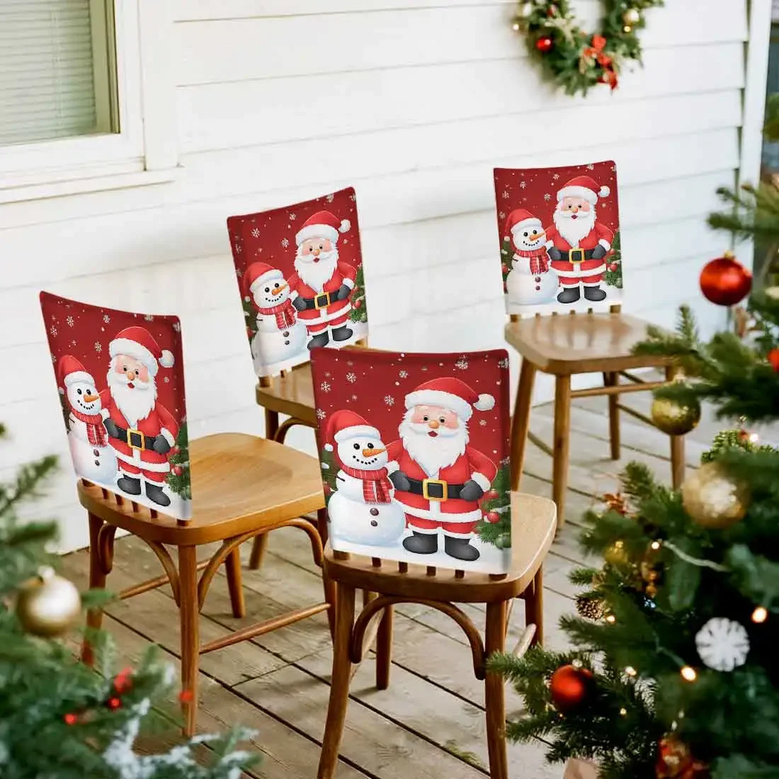 2/4/6pcs/set 45x55cm Santa Claus Snowman Chair Cover Table Decoration Dining Seat Chair Covers Dining Room Bar Party Banquate