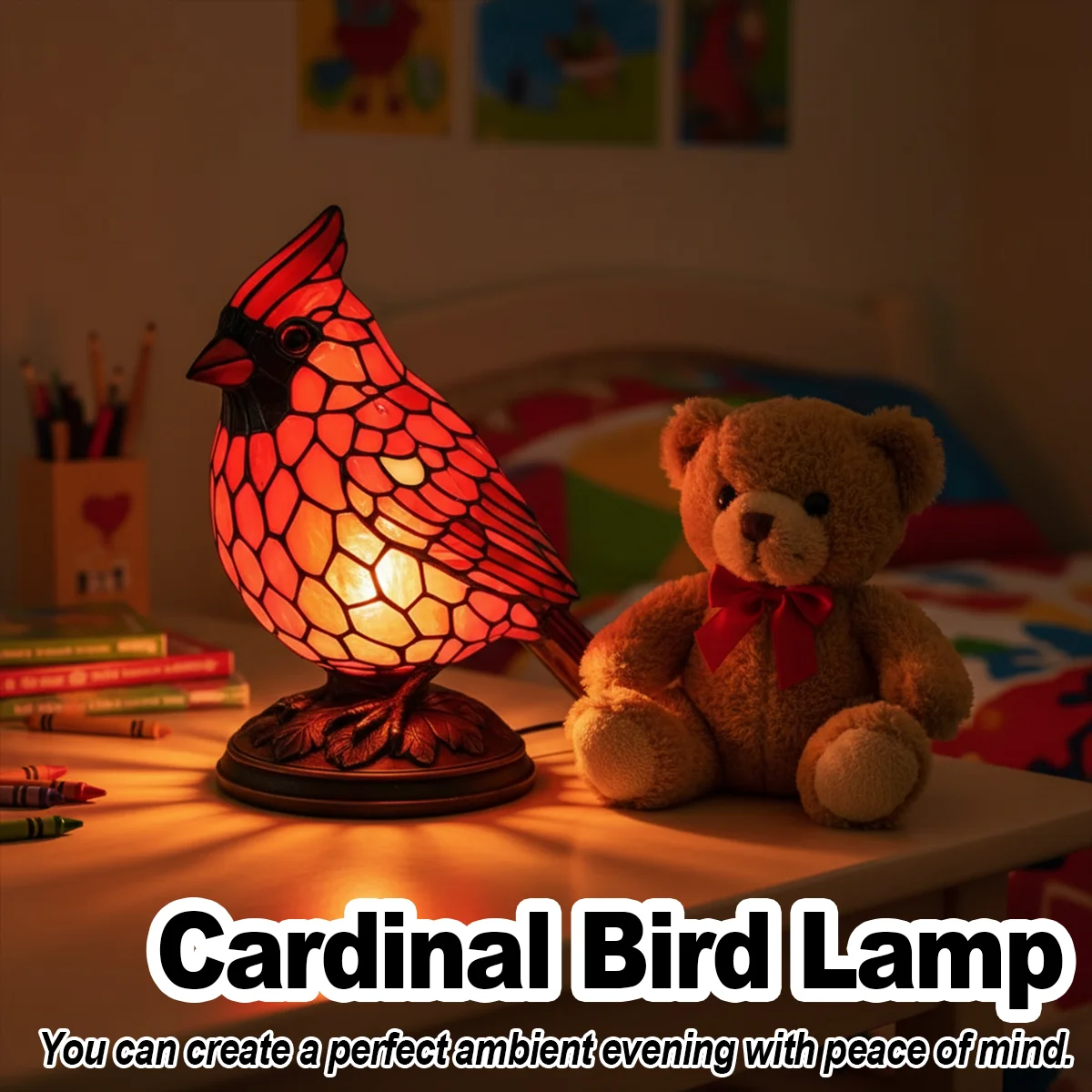 

Cardinal Lamp Table Decor Gift Living Room Creative Night Light Bedside For Bedroom With Usb Bedroom Lamps Decoration Red Modern