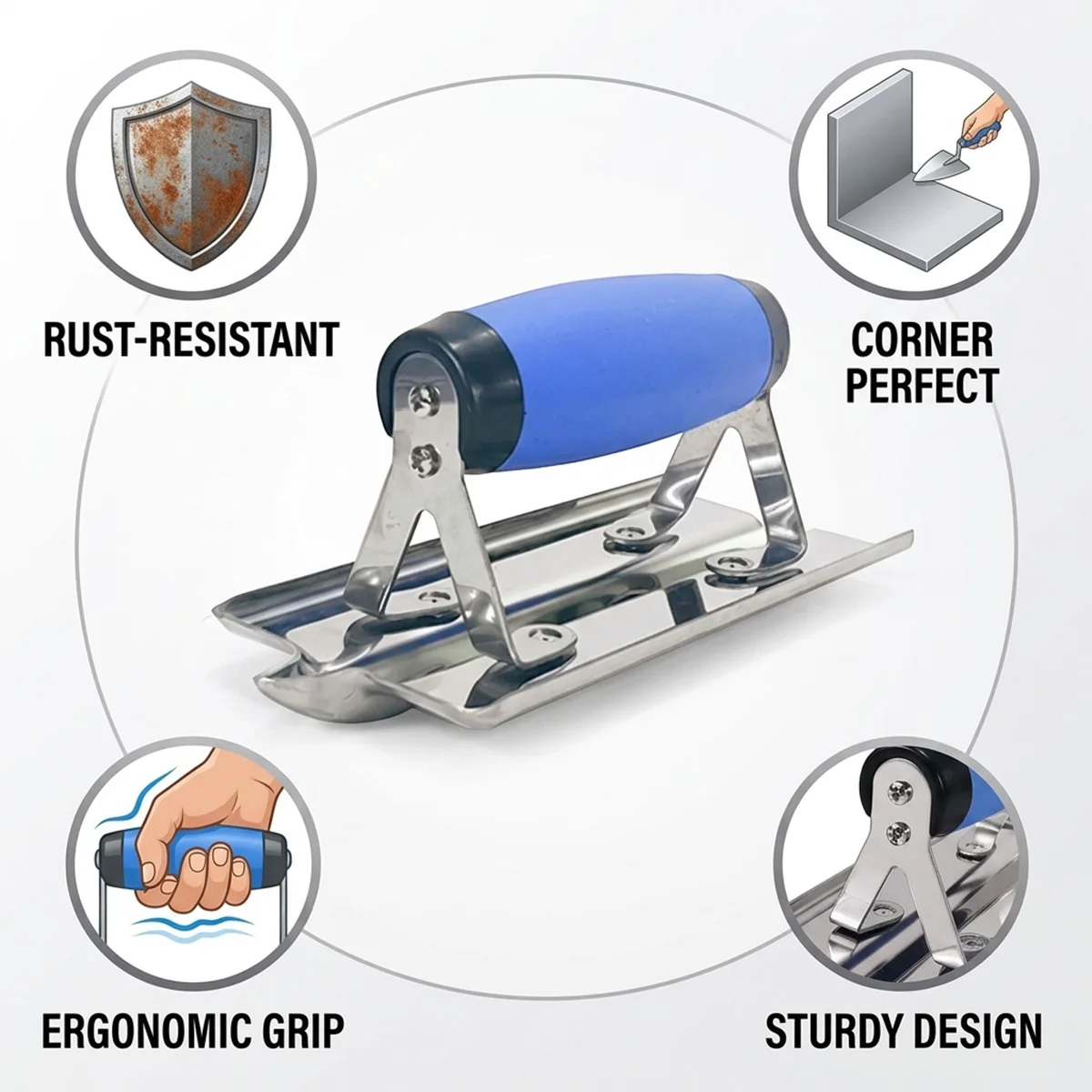 Stainless Steel Corner Trowel Pointed Scoring Trowel Set Inner Outer Angle Drywall Putty Cement Gypsum Wall Finishing Scraper