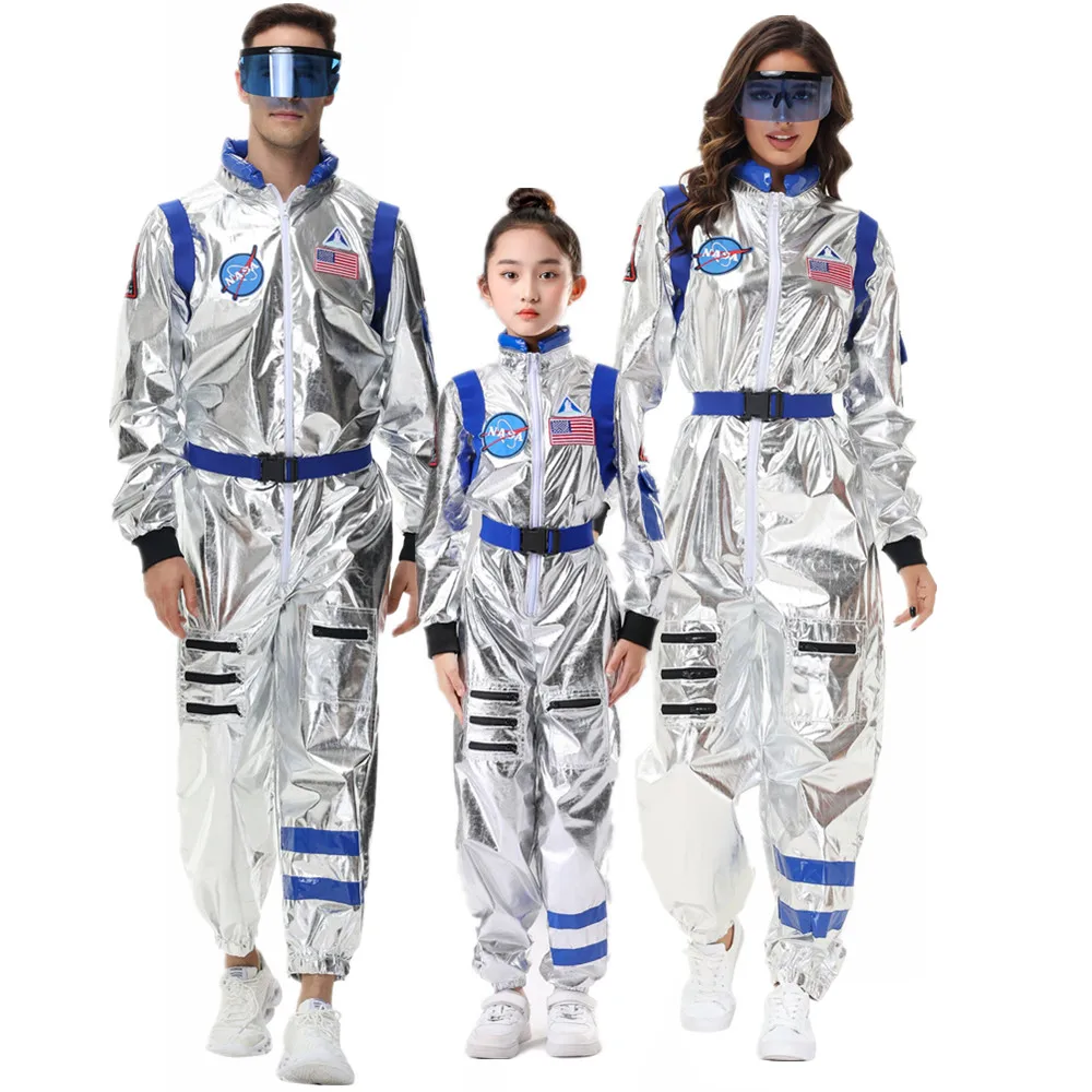 Disfraz de astronauta para niños y niñas, traje espacial para adultos, juego de rol para pareja, mono con cremallera para carnaval