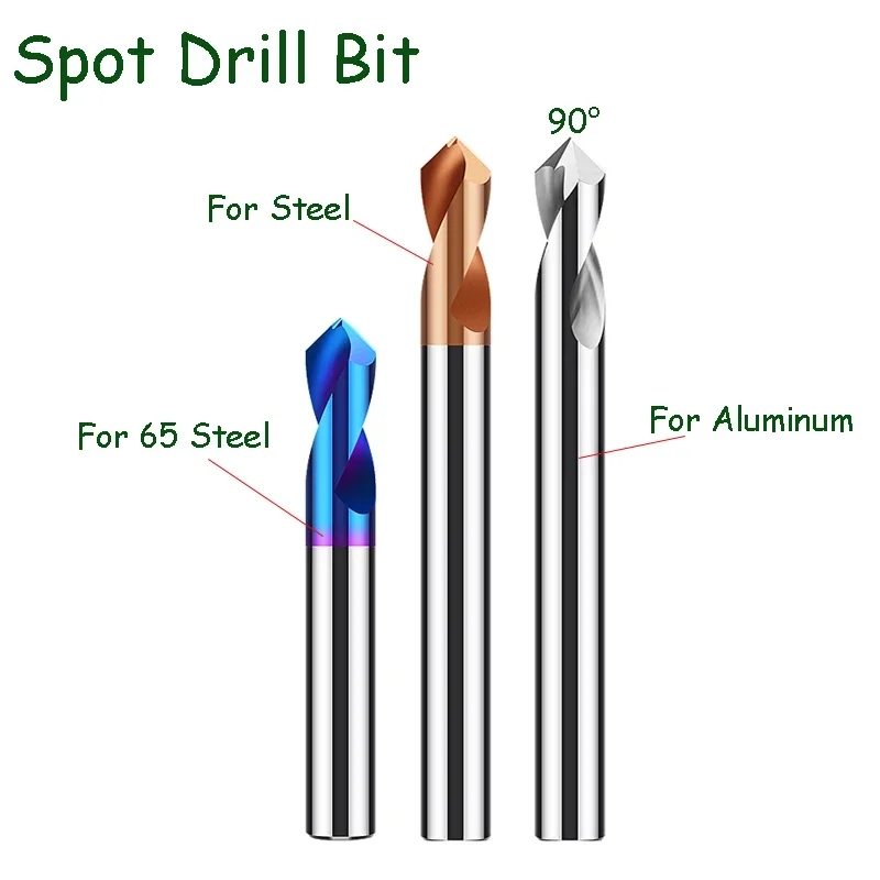 

Spot Drill Bit Point Angle 90 Degree Diameter 2mm~20mm for Machining Hole Drill Chamfering Tools Carbide End Mill Aluminum