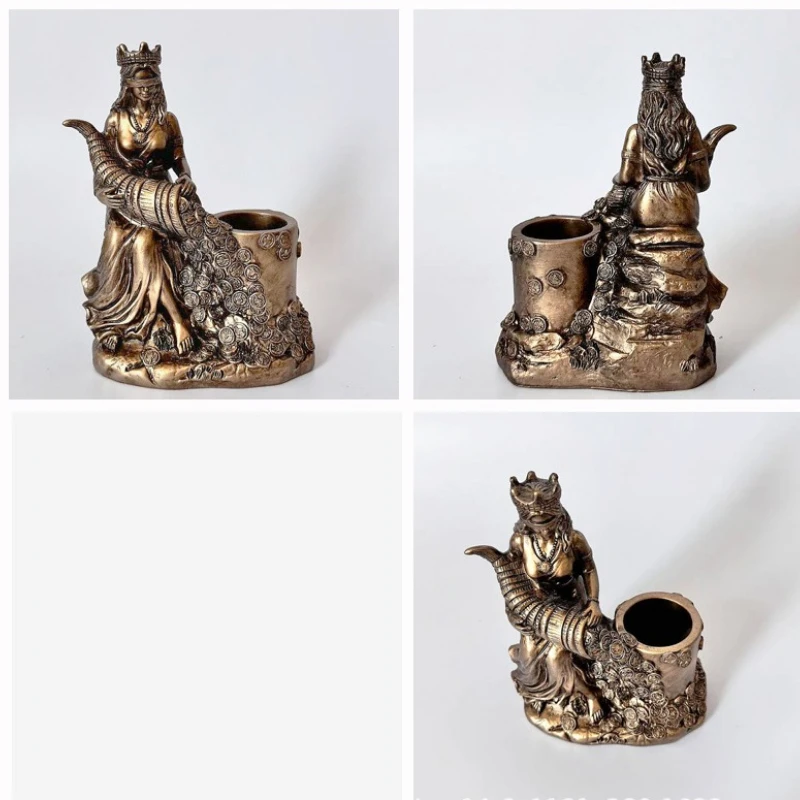 آلهة الثروة تمثال لهجة لاكشمي وإله الثروة النحت للمنزل/المكتب بركة وفرة الازدهار ديكور هدية