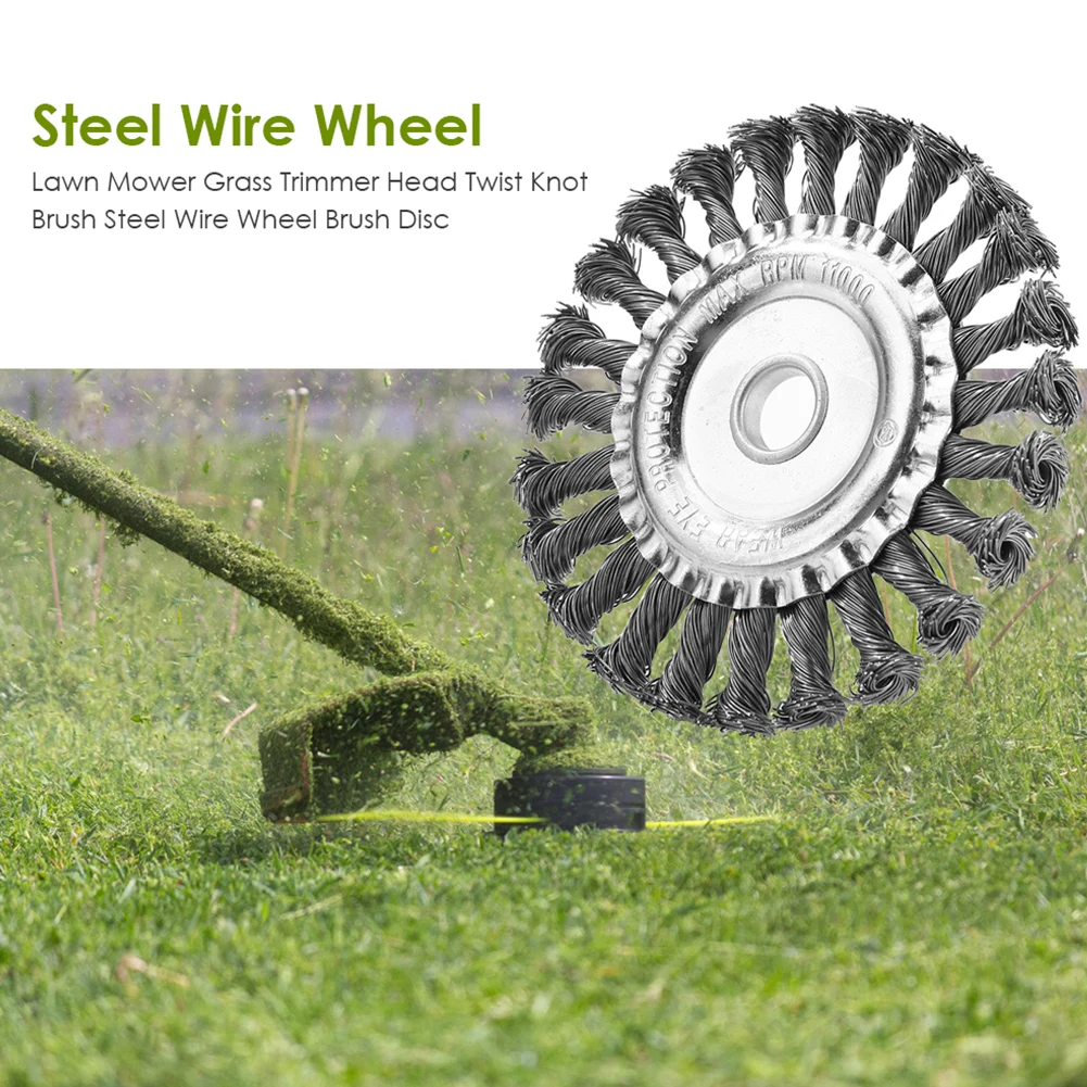 4/5inch Knotted Wire Wheels Cleaning Polishing Grass Trimmer Disc  Wire GrassTrimmer Blades Garden Power Tool Accessories