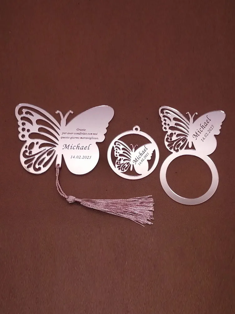 

10Pcs Personalized Engraved Acrylic Mirror Napkin Ring with Butterfly Wedding Table Napkin Ring Custom Mirror Napkin Holder