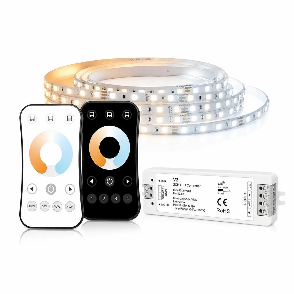 Skydance DC5V-24V V2 R7-1 R7 RS2 2CH 1- 4Zone Dual Color LED Strip Dimming Kit 2.4GHzRF Remote Control  LED Dimmer Controller