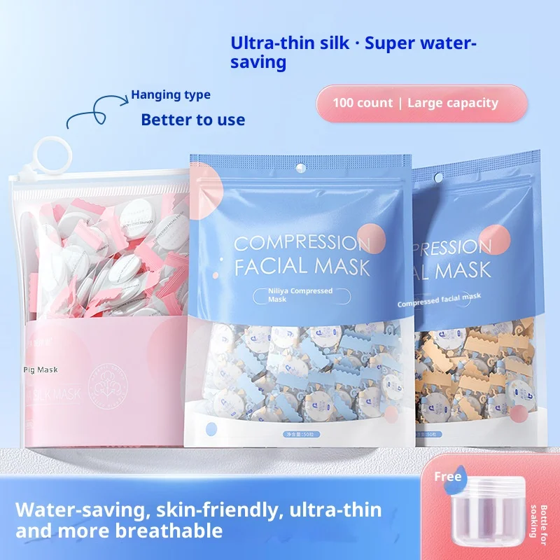 Ultra-Thin Compressed Facial Sheet Spa-Grade Disposable Mask Paper Moisturising Full-Face Cotton Silk Mask with Fastening Tabs