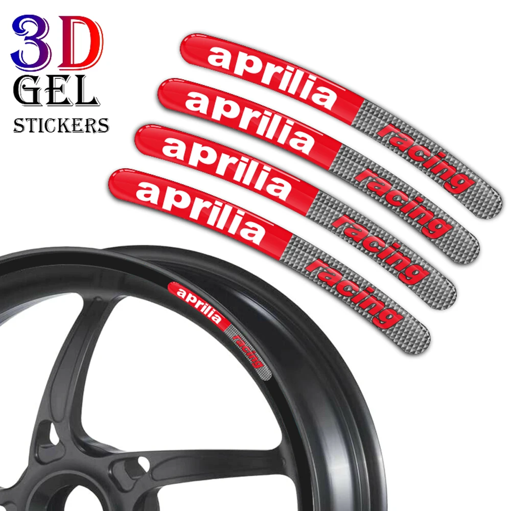 8PCS 3D Gel Reflective Motorcycle Wheel Hub Rim Strip Decal For Aprilia  RS660 RS 125 Tuareg 660 SR GT 125 RSV4 RS 50 SHIVER 750