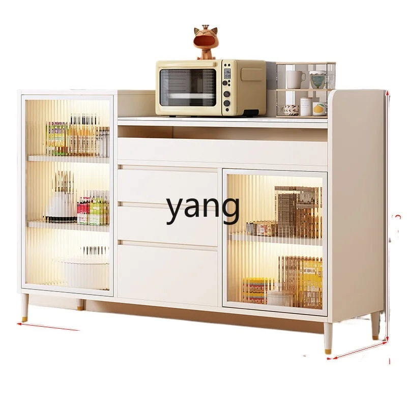 Yjq Dining Side Modern Kitchen Cabinet Bowl Storage Integrated Wall Storage Solid Wood Tea and Wine Cabinet Living Room