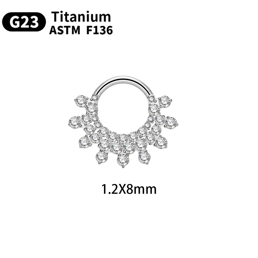 G23 Titanium Piercing Nose For Women Hoop Earrings ASTM-F136  Zircon Luxury Body Jewelry Nose Ring