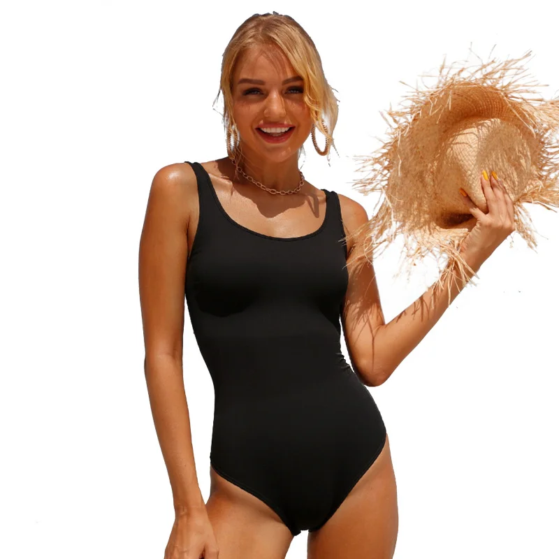 New backless one-piece women's swimsuit, slimming and sexy bikini, nylon solid color triangle women's swimwear