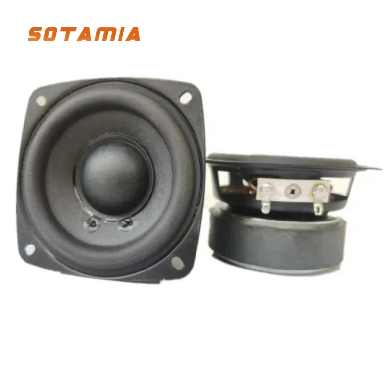 

SOTAMIA 2Pcs 3 Inch Full Range Speaker 72mm 3 Ohm 12W Large Magnet Rubber Edge High Power Audio DIY Bluetooth Desktop Speaker