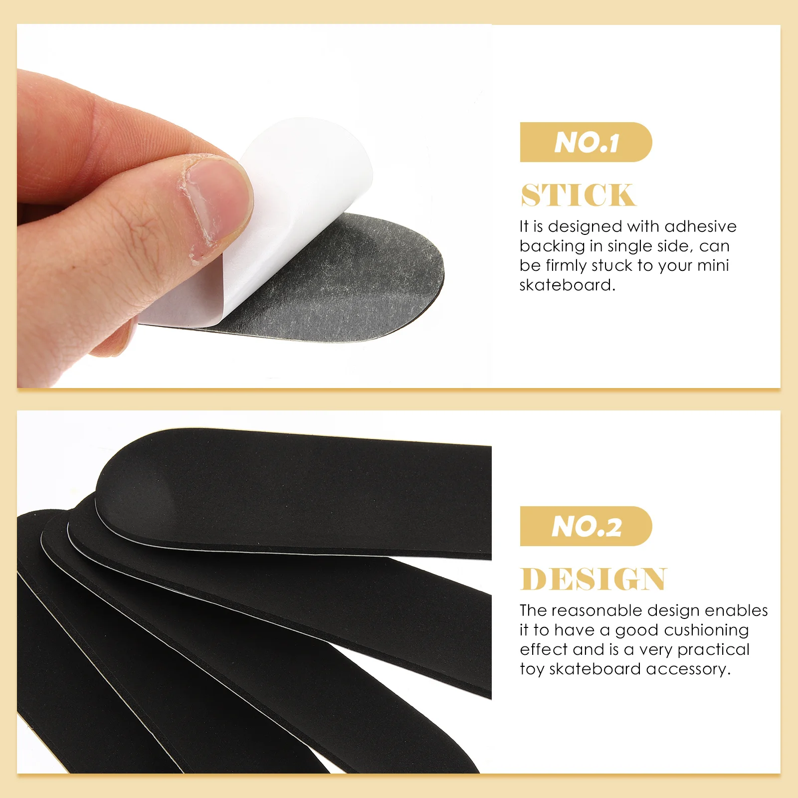 

5Pcs Fingerboard Grip Tape Clean Look Universal Fit for Mini Skateboards Strong Adhesive Long Wear Time Fingerboard Foam Tapes