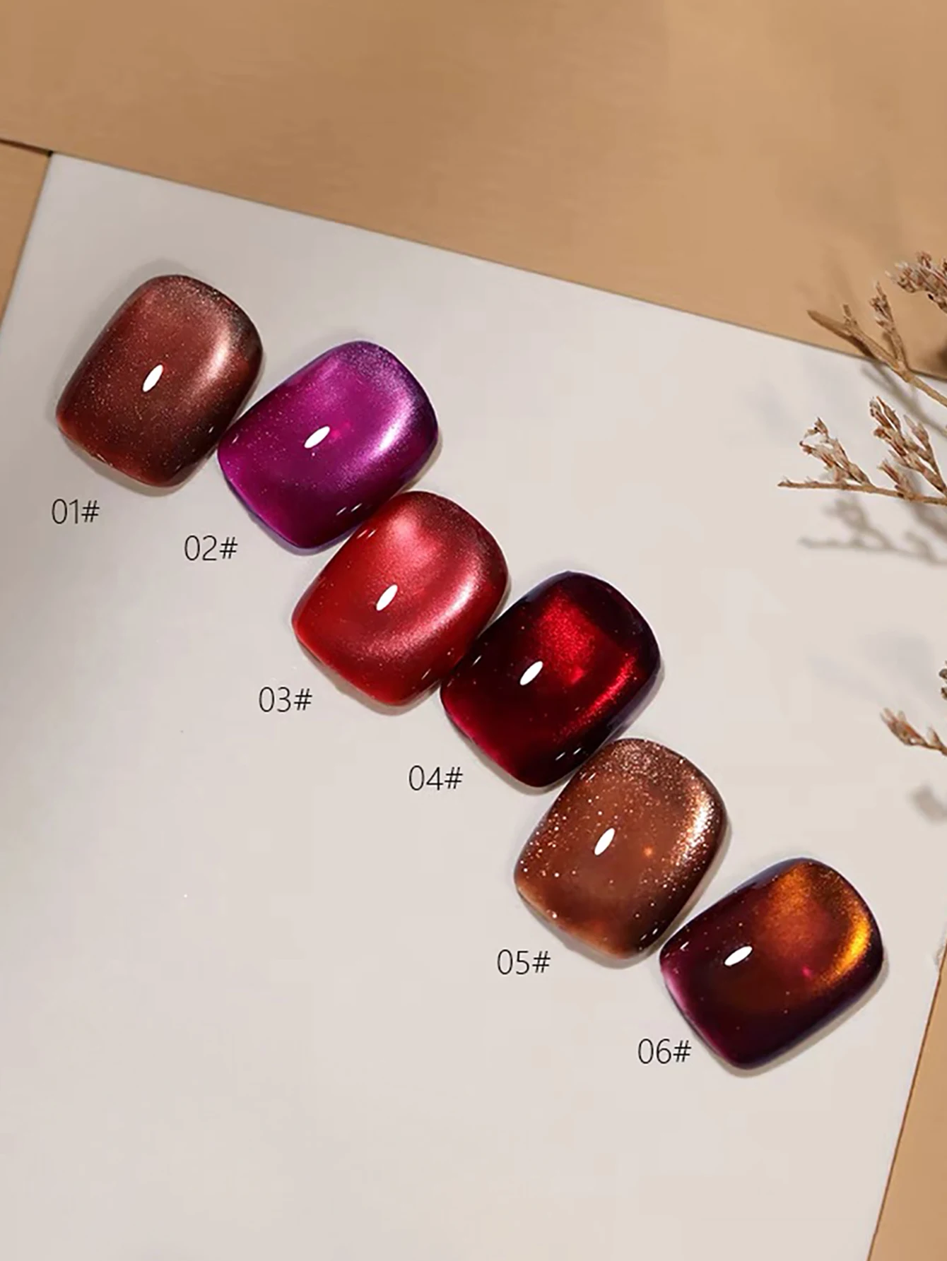 1 Uds WS Otoño Invierno moda única noche rosa rojo ojo de gato Gel esmalte de uñas 2025 misterioso hermoso rojo oscuro ojo de gato arte de uñas