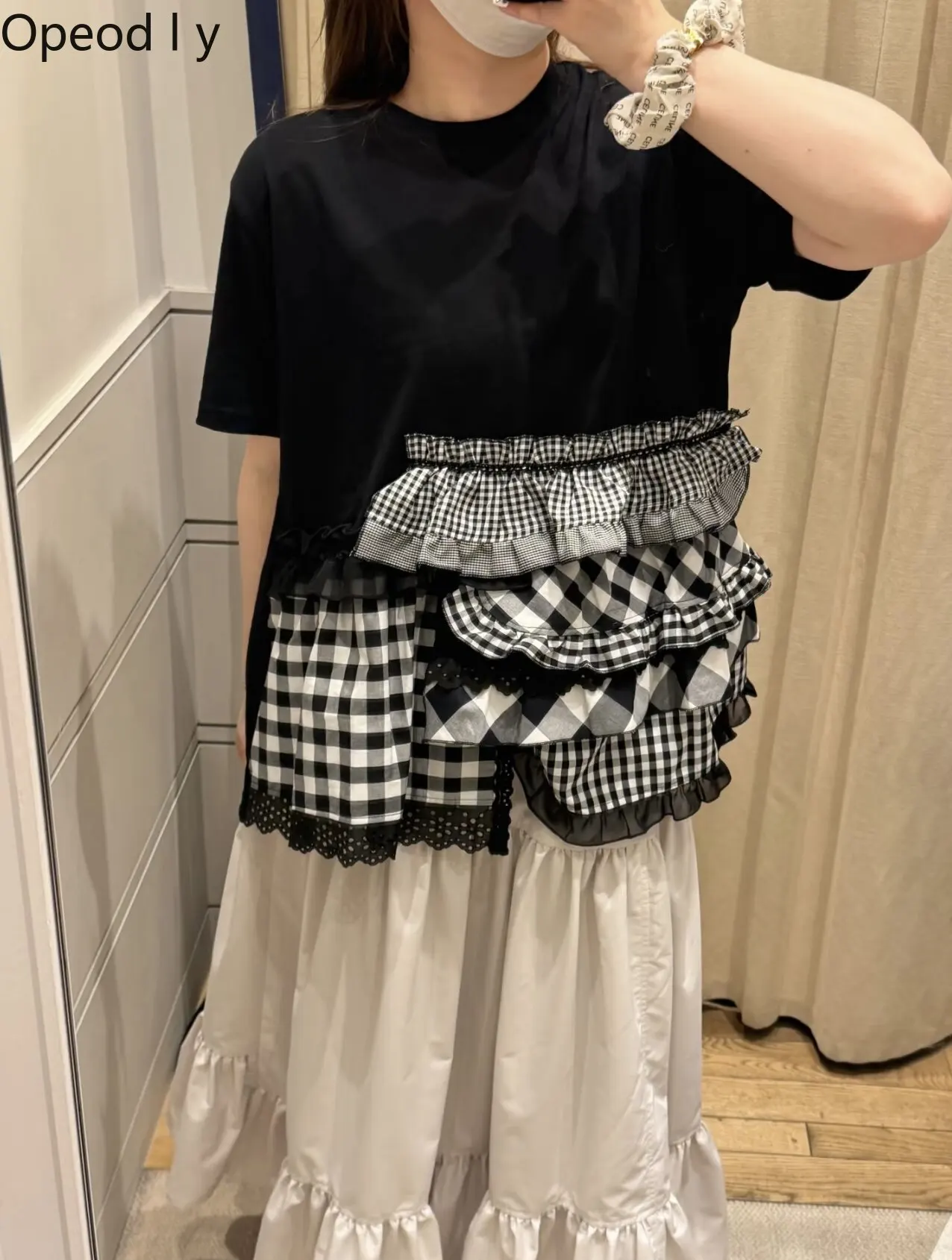 

Japanese Fashion Splicing Short-sleeved T-shirt Summer New Round Neck Loose College Style Versatile Y2k Top 2026 New