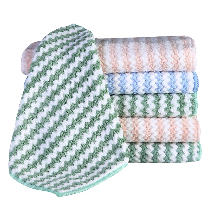 5PCS Microfiber Thick Kitchen Towel Dishcloth Household Kitchen Rags Gadget Non-stick Oil Table Cleaning Wipe Cloth Scouring P