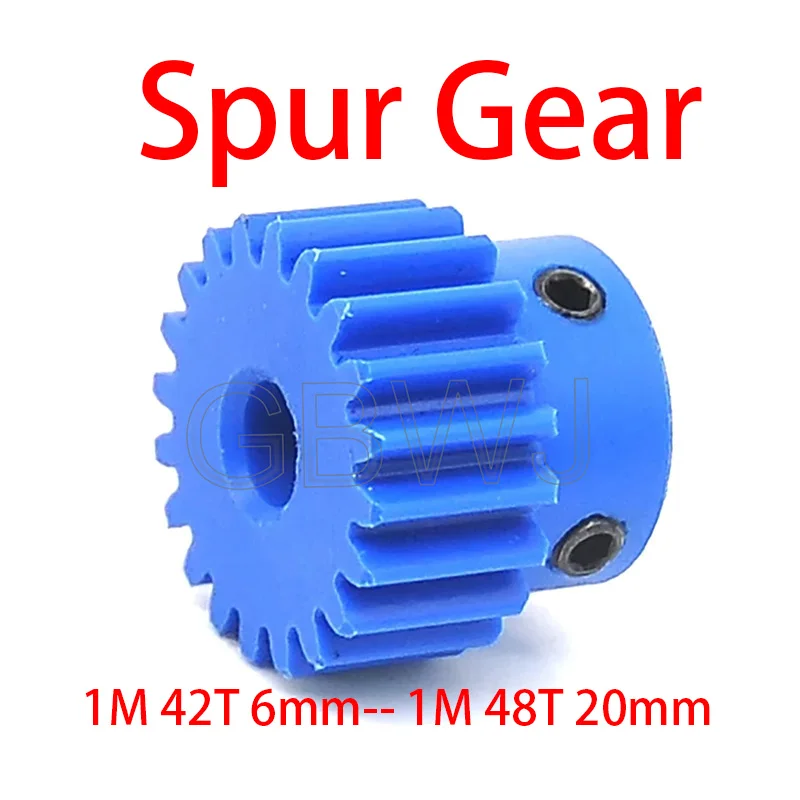 

1pcs 1 Module Blue Nylon Spur Gear 1M-42T-48 Teeth Bore 5-8mm Teeth Width /6/7/8/10-20mm Motor Nylon Gear Wheel With Steps