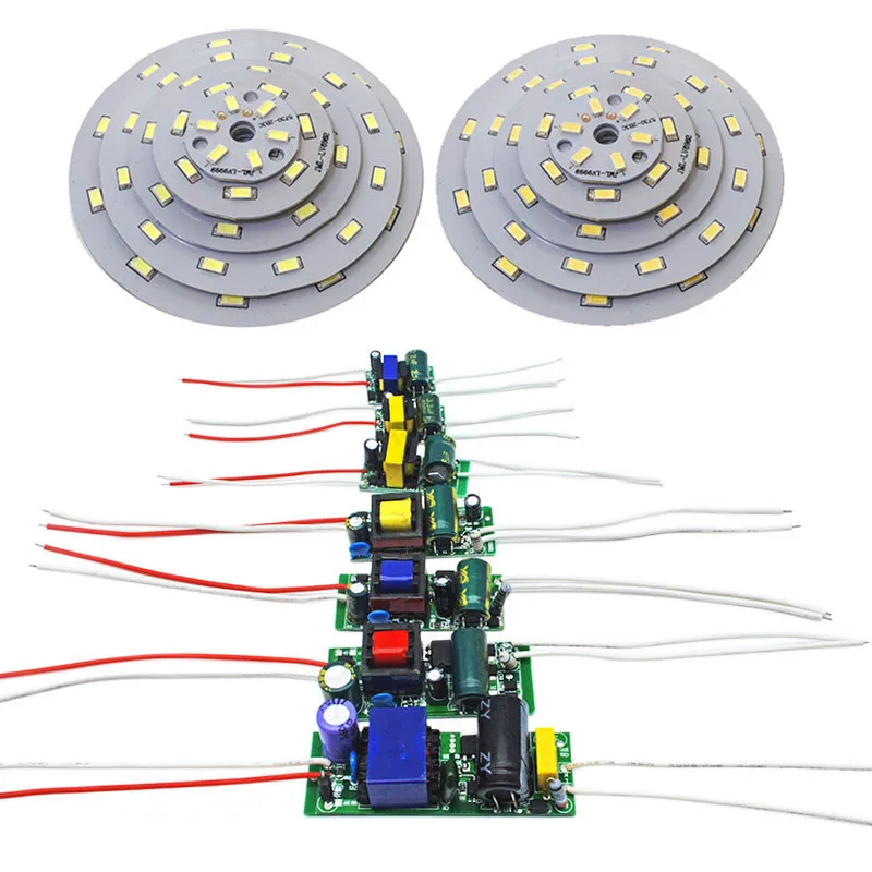 LED Bulb Lamp 5W 7W 9W 12W PCB 5730 Light Board Lamp aluminum plate base with driver for led spotlight bulb transformers kit diy