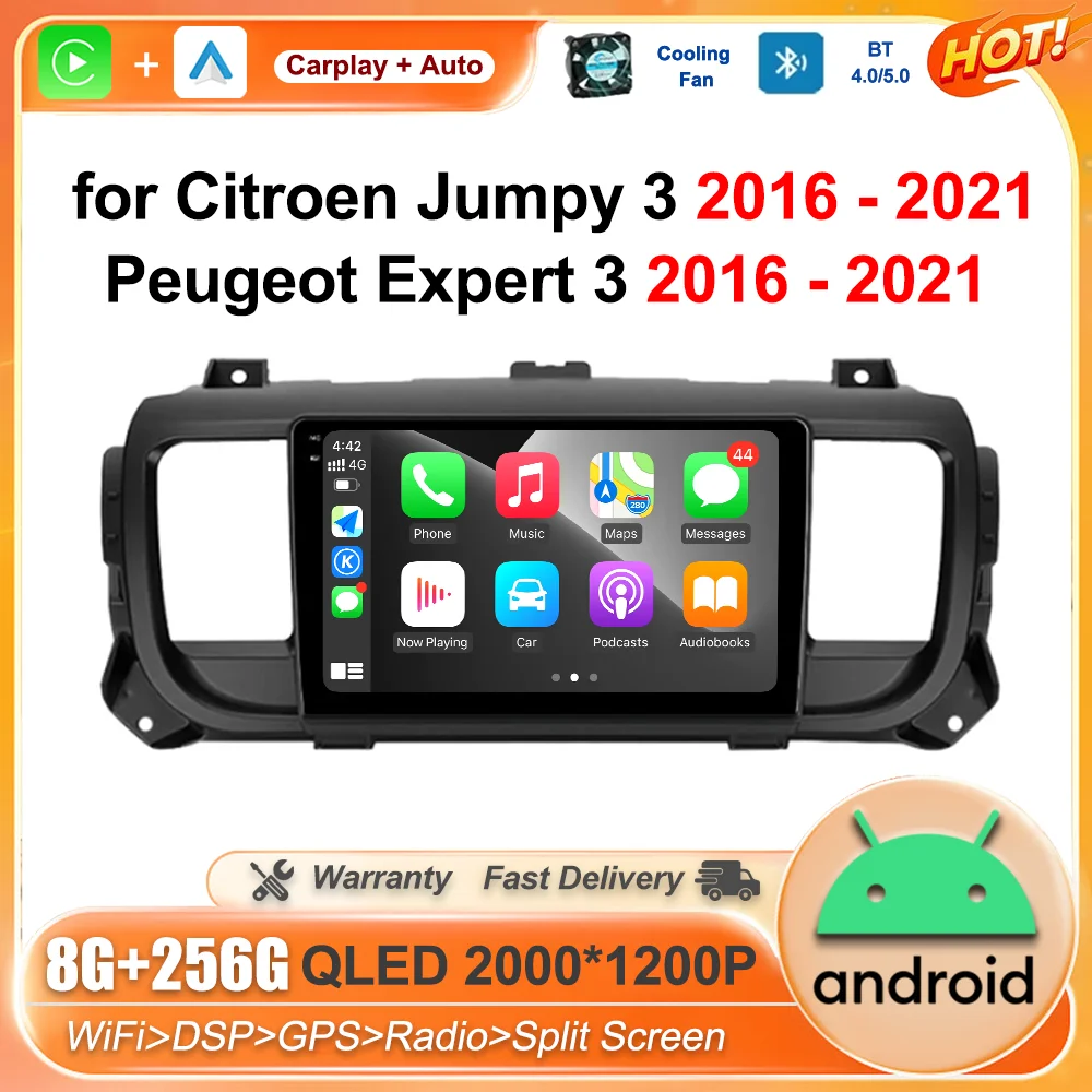 

Автомагнитола для Citroen Jumpy 3 2016 - 2021 Peugeot Expert 3 2016 - 2021 Android OS GPS авто BT мультимедийный видеоплеер IPS экран