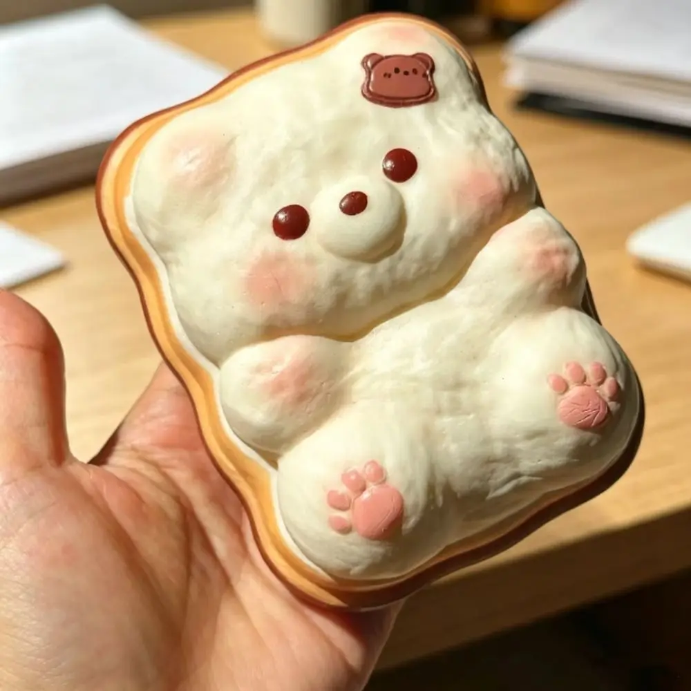 Moist Thick Round Bunny Bun Squeeze Toy Slow Rising Soft Texture Bear Toast Squishy Toy Foam Pinch Chocolate Sensory Fidget Toy