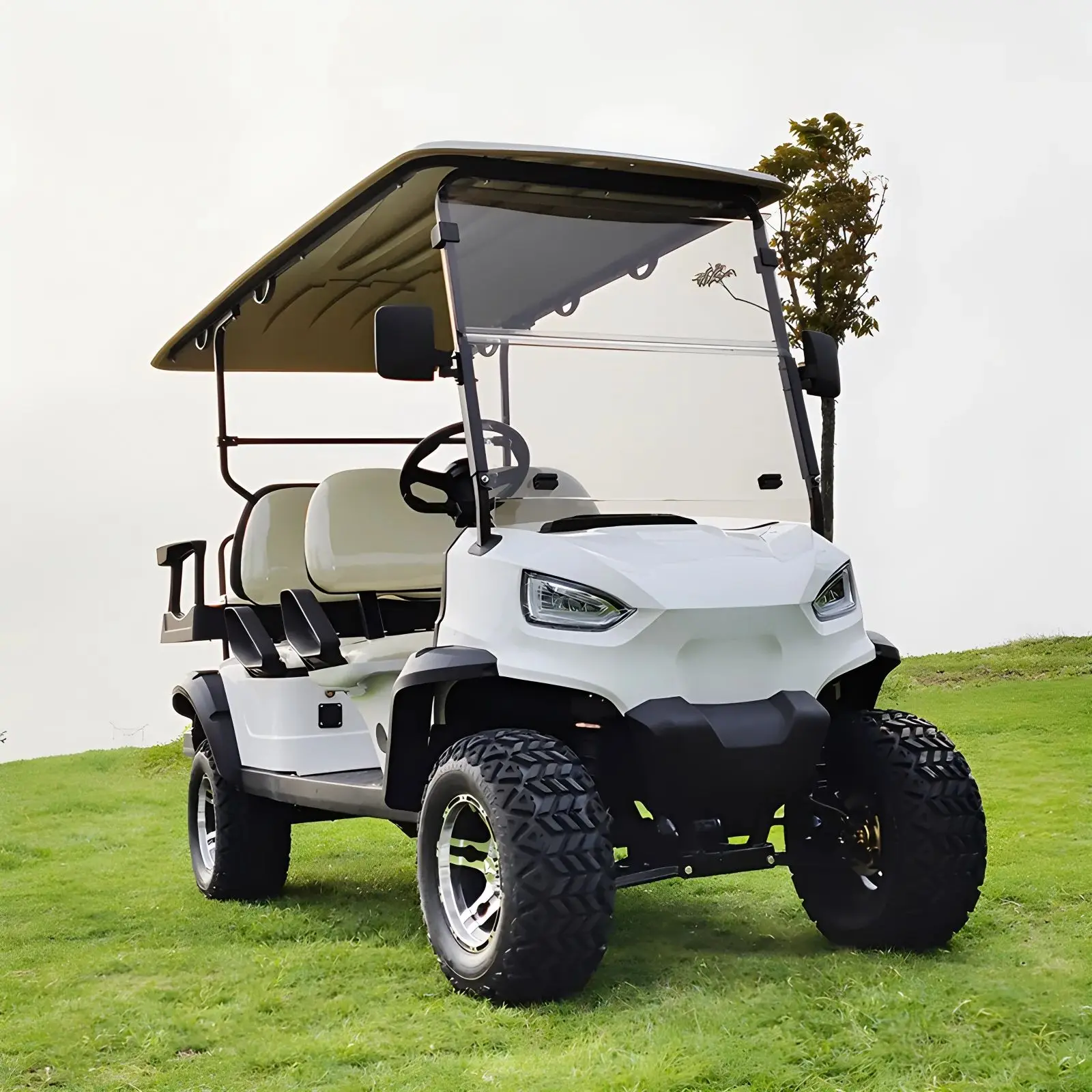 New Design Electric Hunting off Road Golf Black 14 Inch Tires 4 Seat 72V Lithium Battery Golf Cart