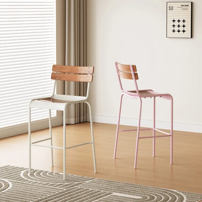 

Japanese Minimalist Home Bar Stool Island Counter Cafe Iron Backrest Dining Chair Bar Chair Fashionable and Simple Furniture