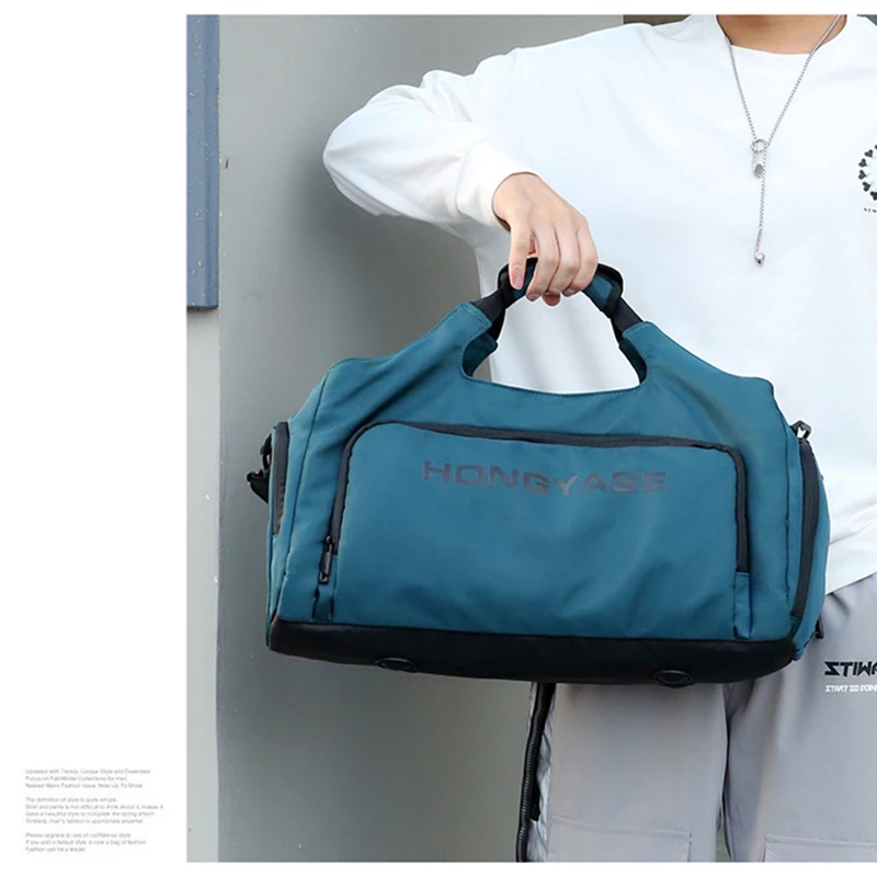 Men's Travel Tote Duffle Gym Sports Bag Woman Fitness Shoe Pocket Luggage Suitcase Square Handbags Weekend Shoulder Boston Bag