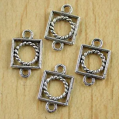 Perles rondes et carrées en argent tibétain, 15x9mm, 40 pièces, h0106