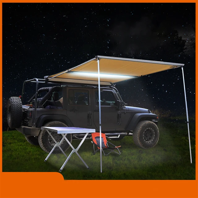 Off Road SUV/4x4/4wd 2.5*3m Customized Retractable camping rooftop car roof side awning for Outdoor Camping Travel