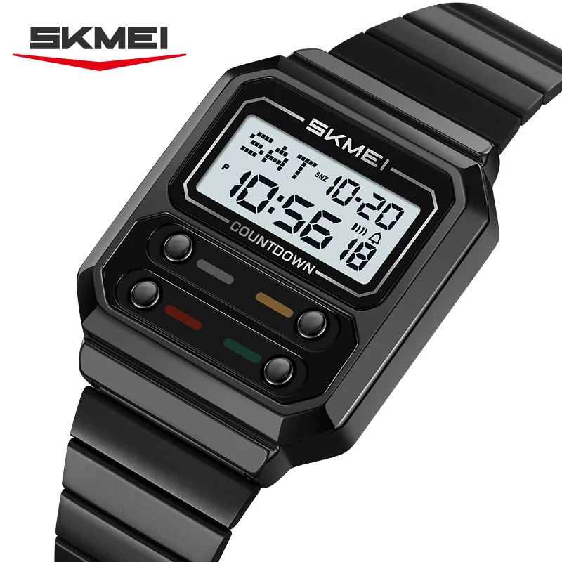 SKMEI 2448 reloj electrónico Digital Retro de lujo para hombres de negocios, reloj Digital resistente al agua de alta gama para estudiantes, reloj para hombre