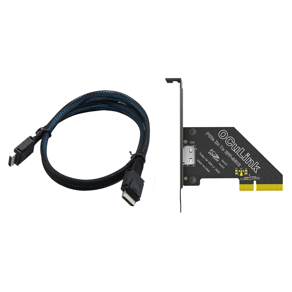 PCI-E 1X/ 4X 4.0 to Oculink SFF-8611/8612 Adapter with Long 