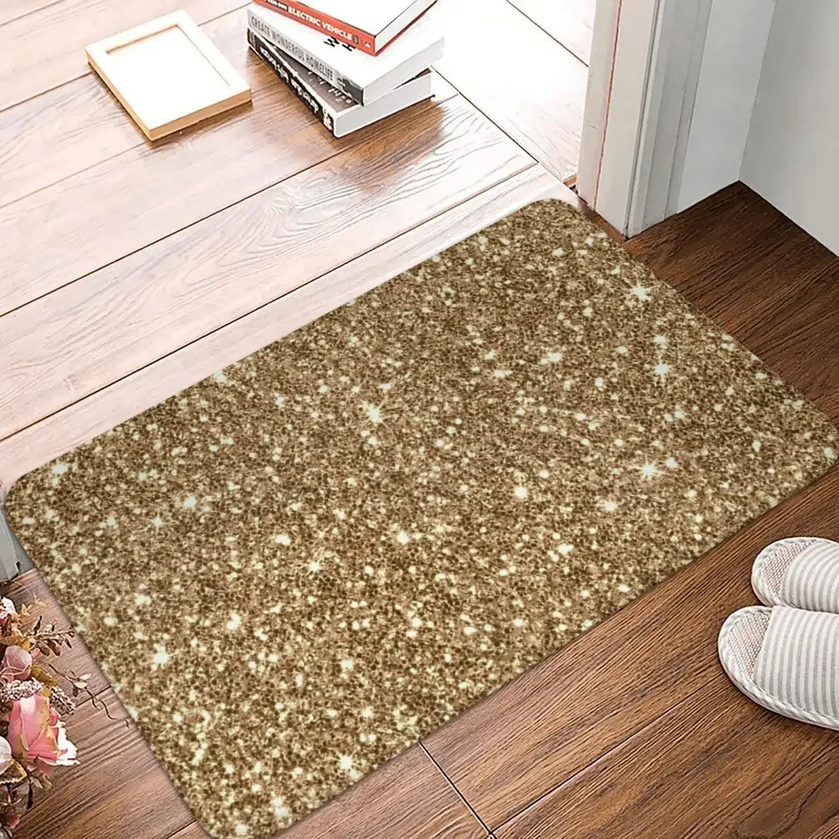 

New Sparkling Glitter Print H Doormat Polyester Floor Mat Dust-proo Carpet Kitchen Entrance Home Rugs Mats Anti-slip Footpad