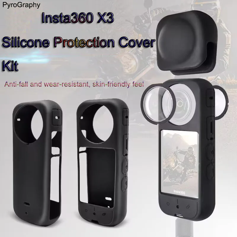 

PyroGraphy X3 Silicone Protection Cover Lens Protection Glass&Silicone Protection Cover Anti-fall Wear-resistant for Insta360 X3