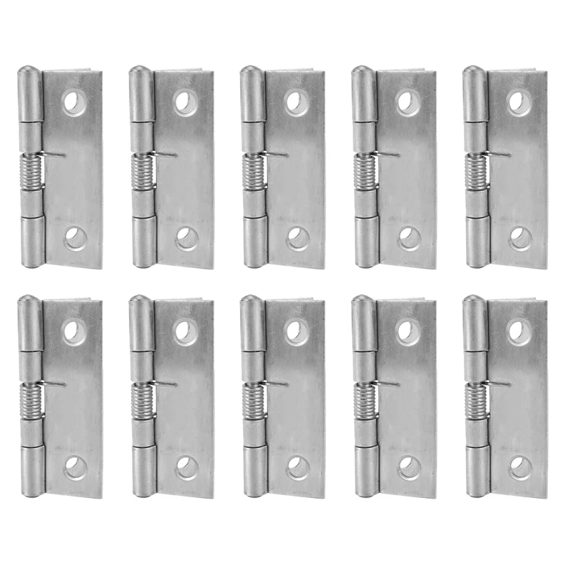 10Pcs 2 Inch Long Stainless Steel Self-Closing Corner Spring Draw Door Hinge