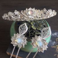 Womens Silver Plated Lotus Hairstick  Chinese Hanfu Headwear