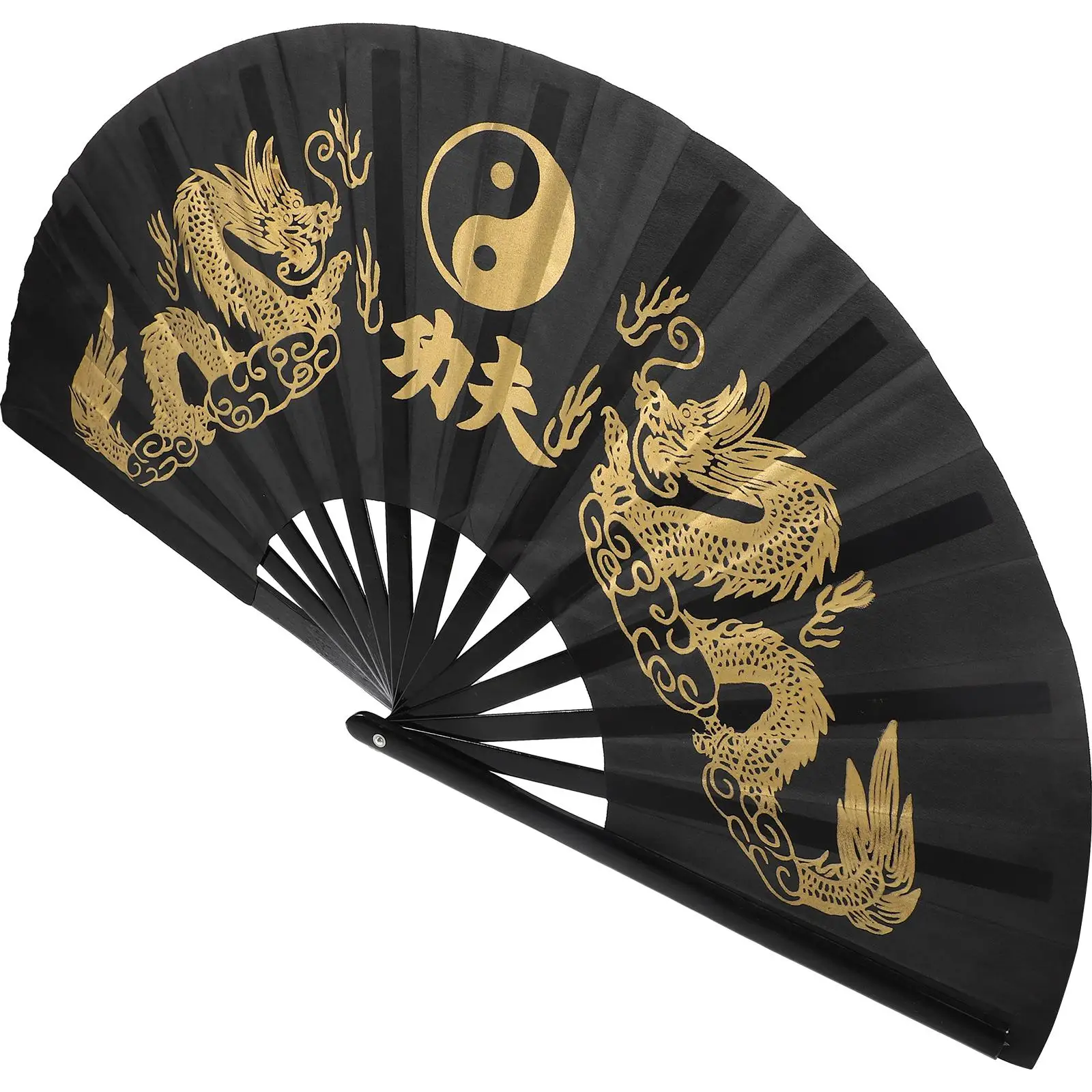 

Tai Chi Inch Black Bamboo Handheld Kung Fu Fans for Martial Practice Performance Folding Decorative Home Use