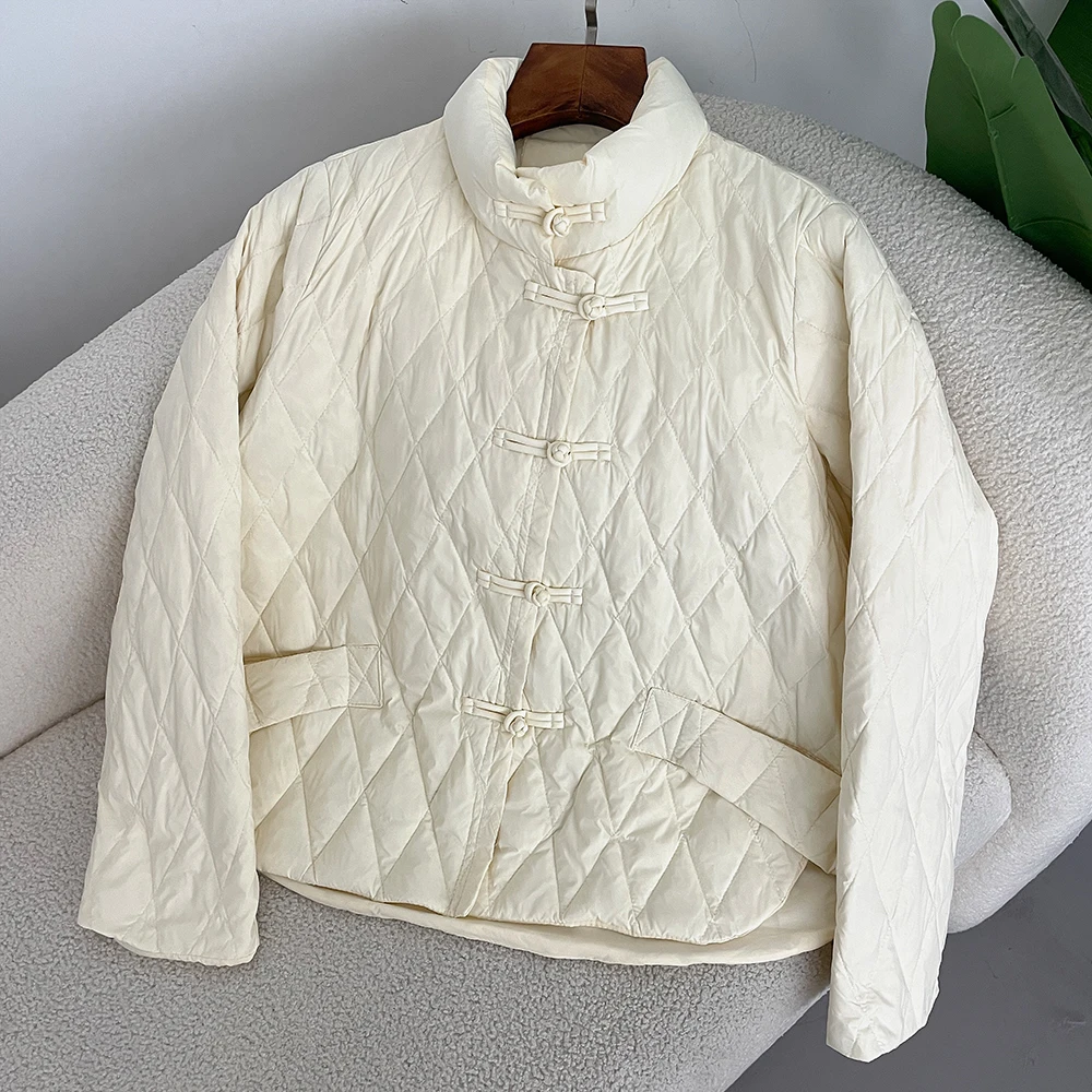 Piumino da donna New Fashion American White Duck Down Coat Piumino leggero Piuma Casual Office Lady