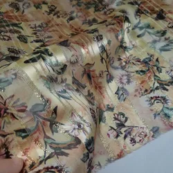 Jacquard Shiny Print Silk Georgette Stripe Fabric For Dress Art Design Sewing Material