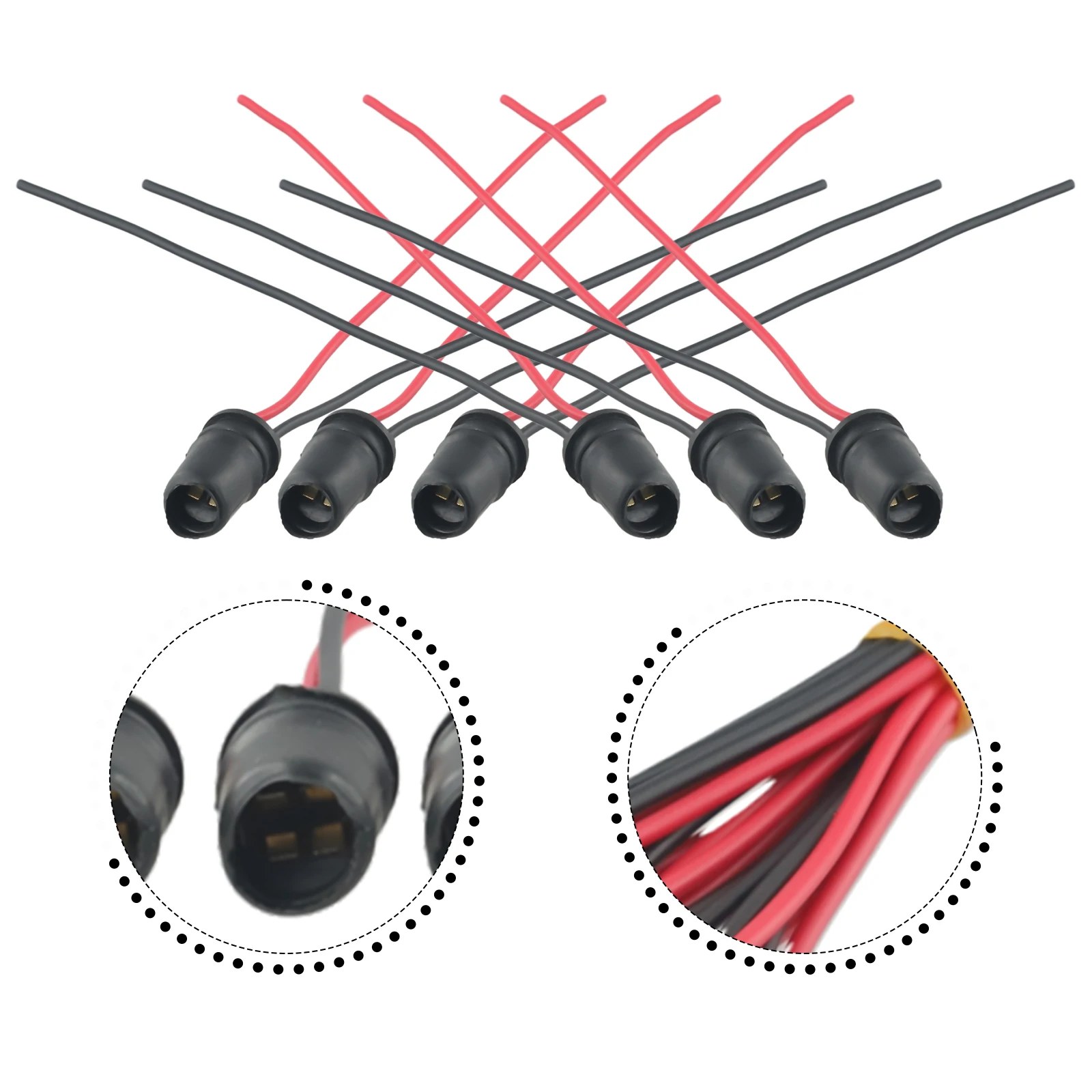 For T10 Round Socket Connector Pack 10pcs Rubber Construction for Car Auto Bulb Base and Motorcycle Instrument Light Use
