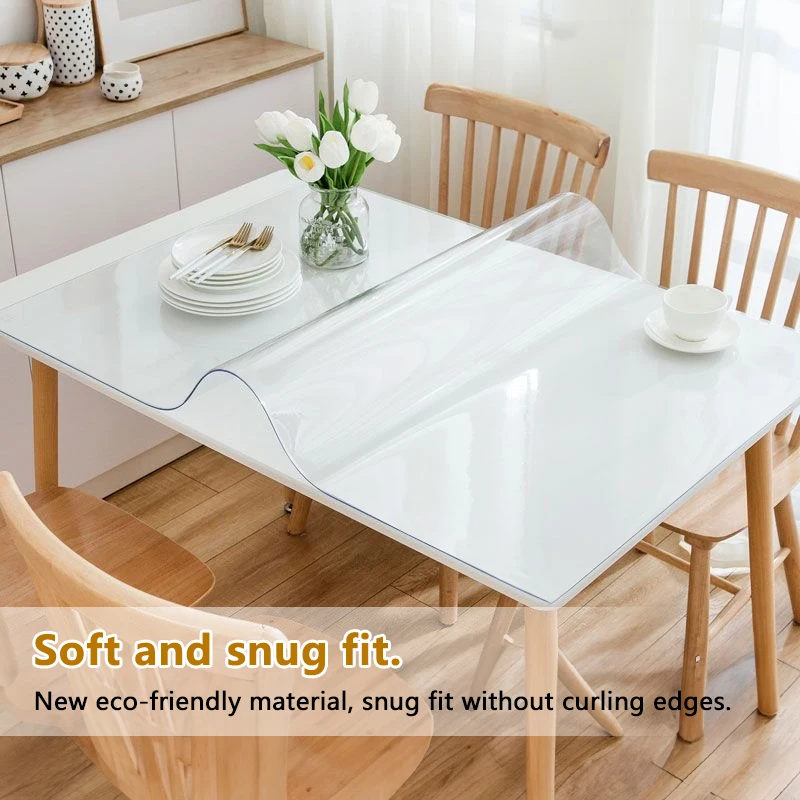 PVC Transparent Table Mat –  Waterproof, Oil-Resistant Soft Glass for Indoor/Outdoor Dining and Coffee Tables