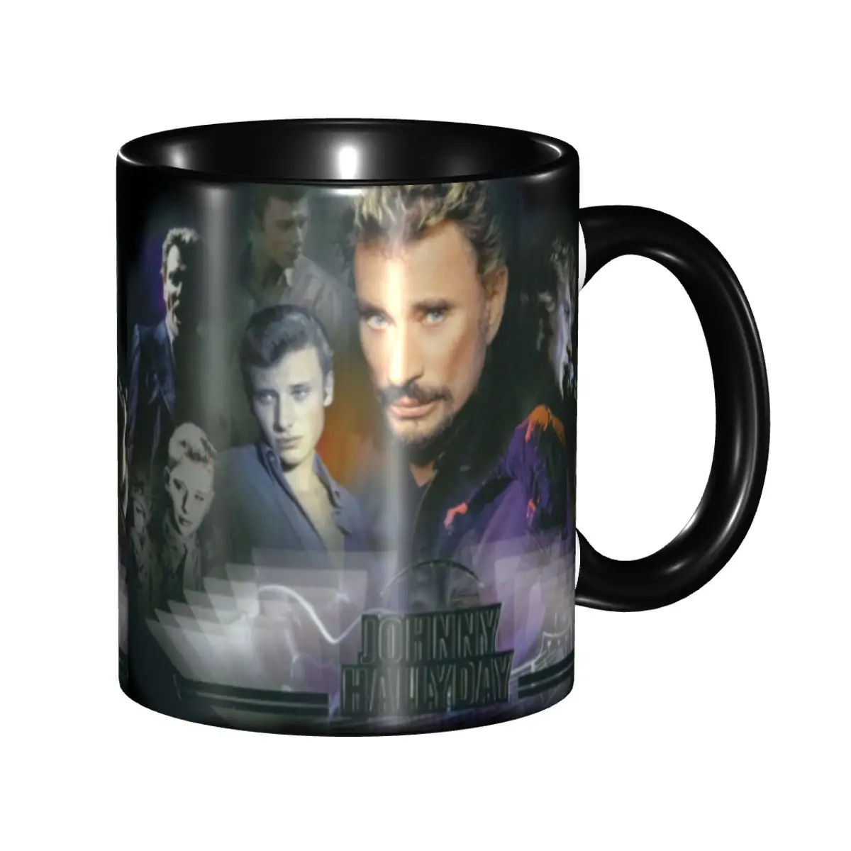 DIY Johnny Hallyday Ceramic Mugs Customized Singer Actor Coffee Cup Creative Gift