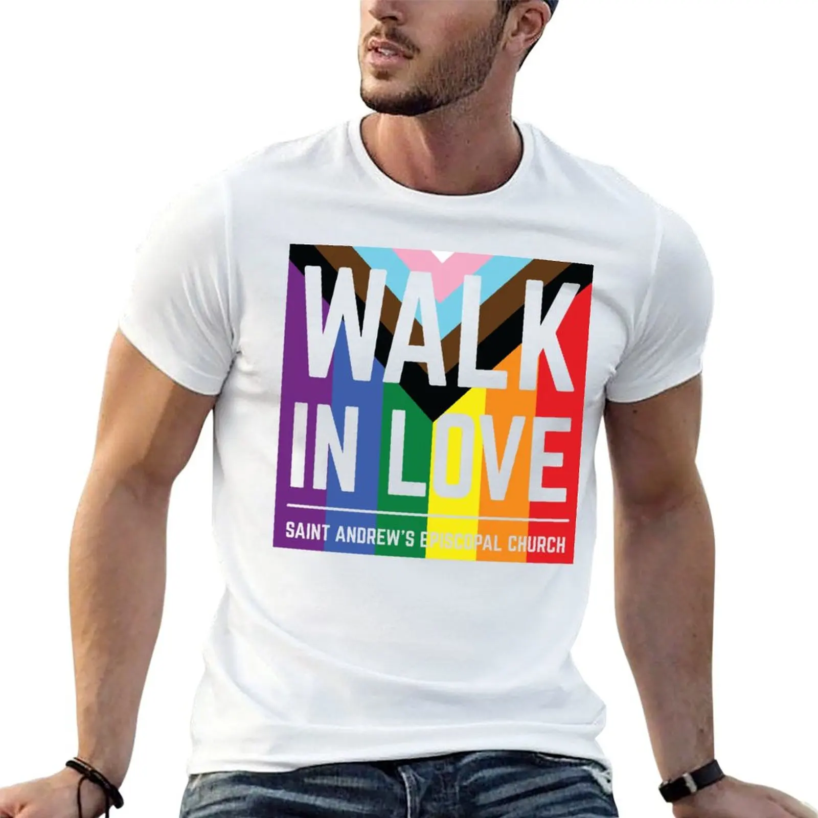 

Pride Saint in Walk t  T-Shirt Church man Episcopal cotton Love shirts Andrew's