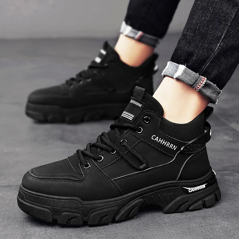 Ankle Boots for Men High Top Anti Slip Outsole Man Skateboarding Shoe Autumn Trainer Men's Casual Shoes Fashion Sneakers Comfort image 5