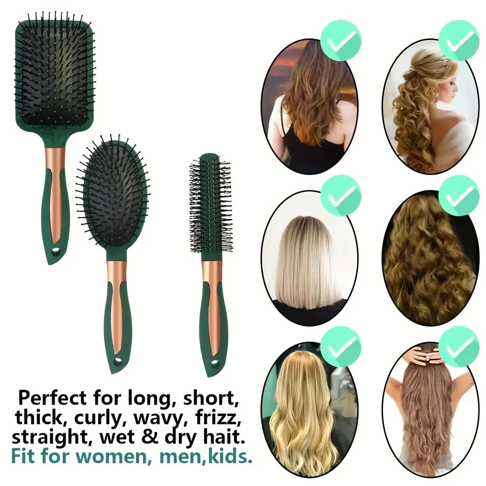 Set Sikat Rambut Rias Sisir Penata Rambut Sisir Bantalan Udara Pijat Kulit Kepala Sisir Rambut Detangling untuk Semua Jenis Rambut