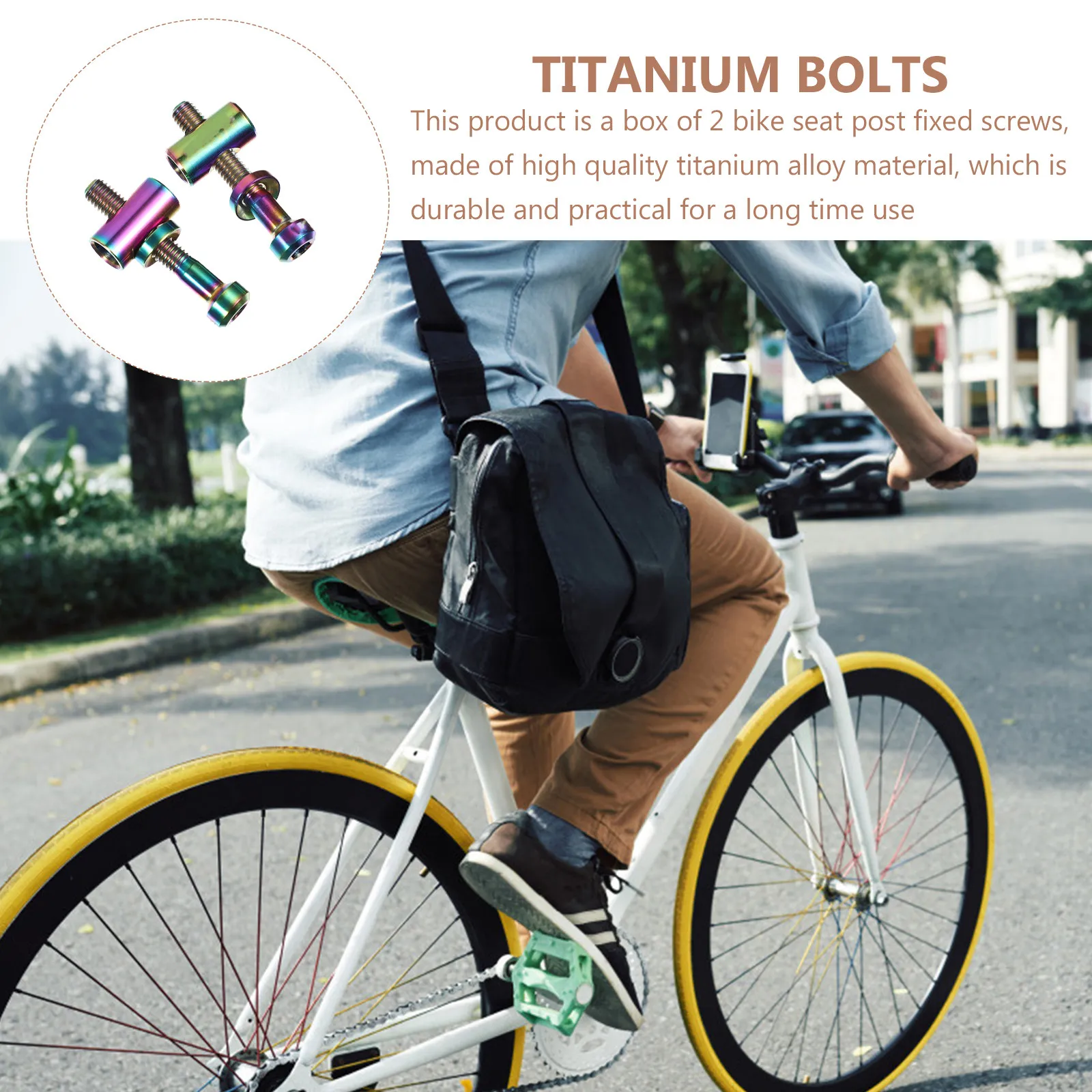 

2Pcs Strong Titanium Seatpost Fixing Bolts Round Head Bike Screws Cnc Processed Corrosion Resistant Wear Proof Saddle Mount